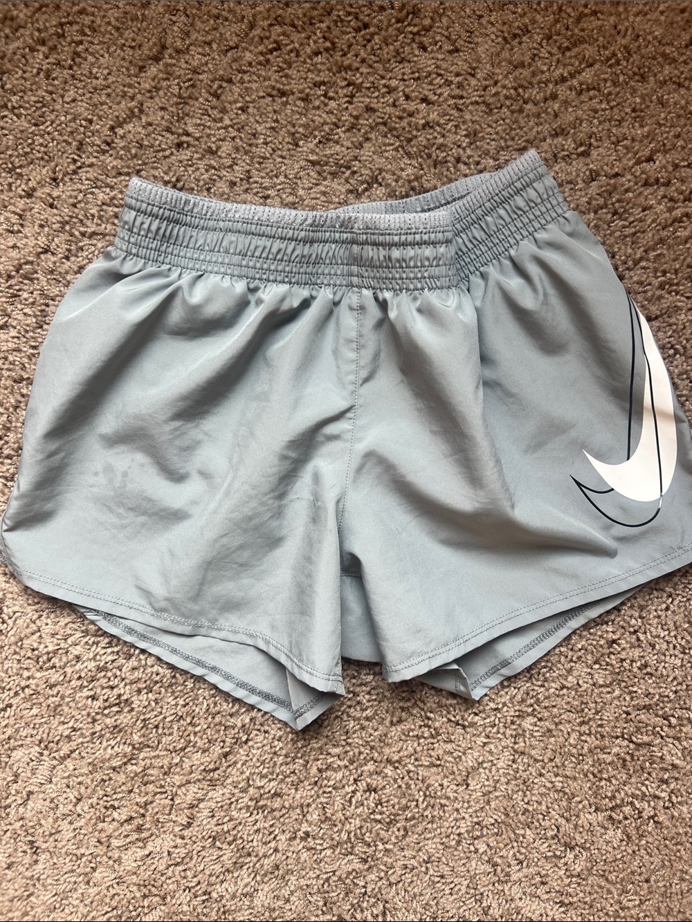 Nike Women's Light Gray Athletic Shorts with Swoosh Size XS
